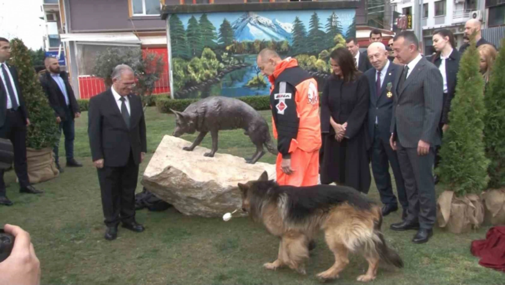 17 Ağustos depreminin kahraman arama kurtarma köpeğinin heykeli açıldı