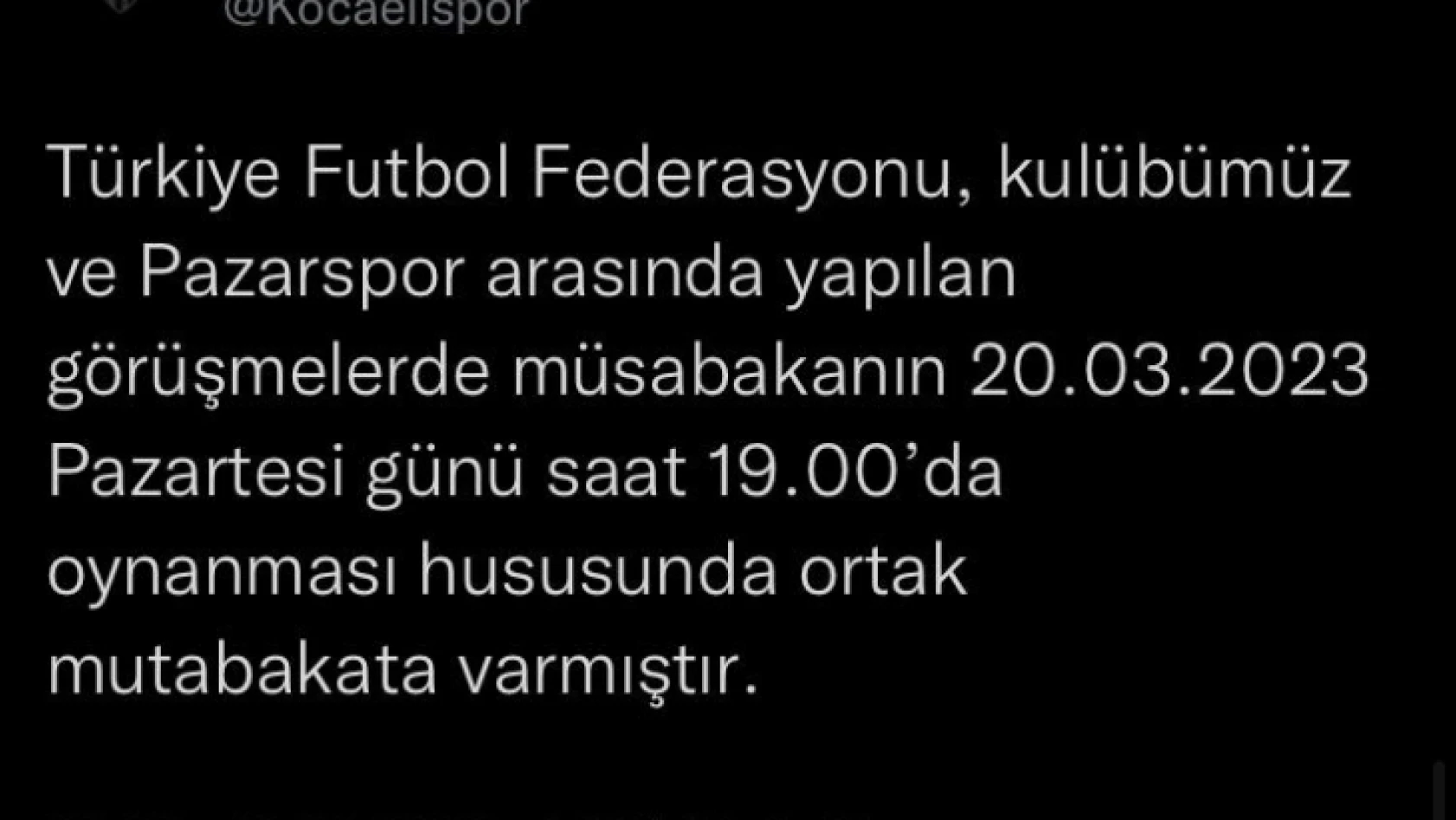 Hava muhalefeti seyahati engelledi, Kocaelispor-Pazarspor maçı ertelendi