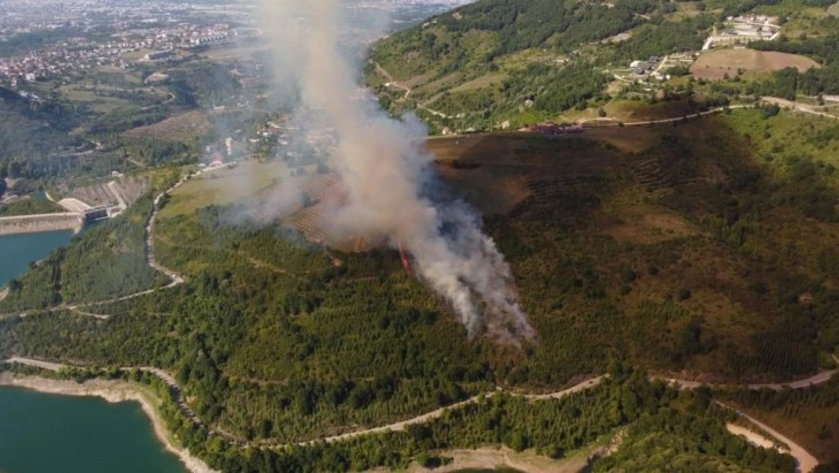 Kocaeli'de ormanlık alanda yangın çıktı, söndürme çalışmaları devam ediyor