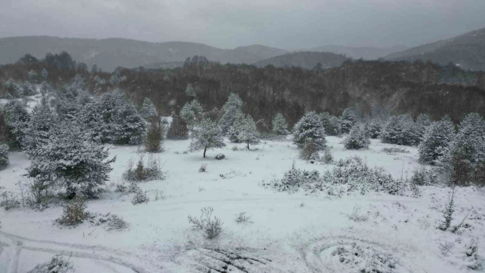 Kocaeli'nin dağlarına lapa lapa kar yağıyor