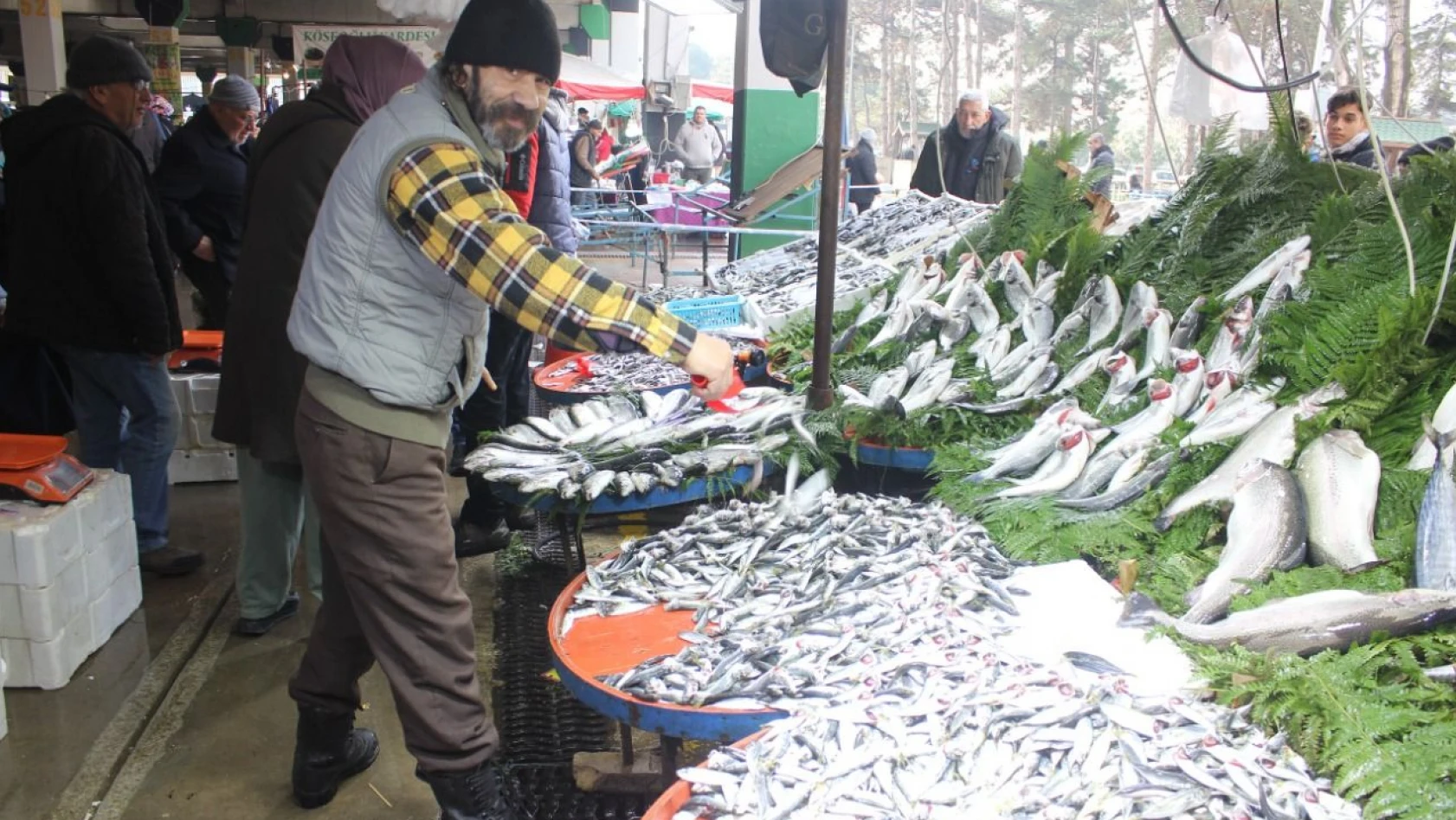 Soğuk hava pazarda balığı vurdu
