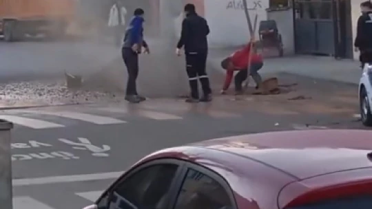 Altyapı çalışması sırasında doğal gaz borusu delindi