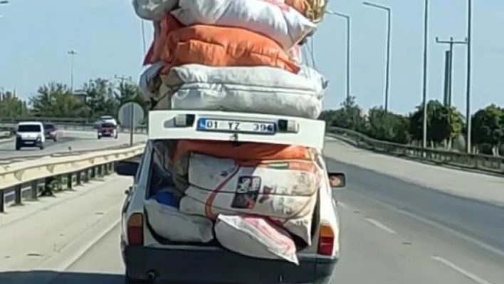 Adana'da bir garip taşımacılık ! Yükünü gören şaşırdı