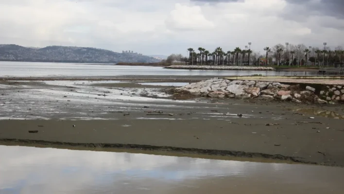 Gölcük'te deniz çekildi, sahil çamurla kaplandı!