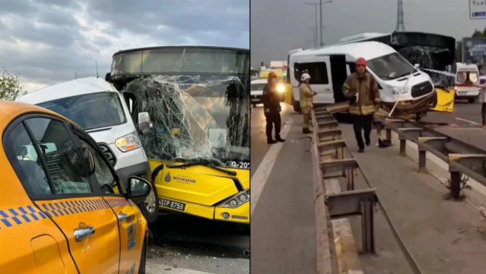 Pendik'te İETT otobüsü ile servis minibüsü çarpıştı: Yaralılar var