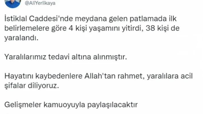 Taksim'deki patlamada bilanço ağır ! 4 ölü 38 yaralı