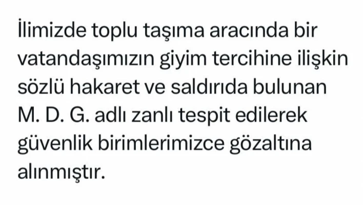 Tesettürlü kadına sözlü saldırıda bulunmuştu, gözaltına alındı