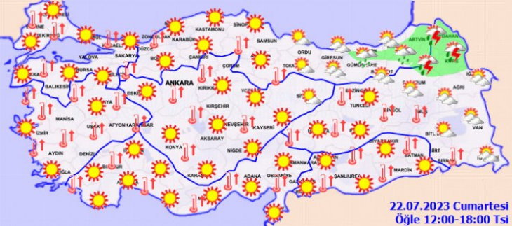 Yurtta bugün hava nasıl olacak? 22.07.2023