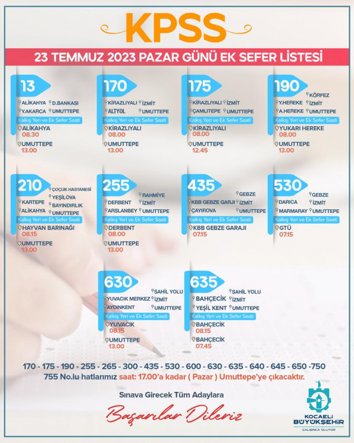 Büyükşehir'den KPSS için ek sefer